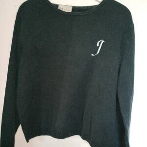 Thin black sweater, size XL, silver J, classic, 90s, retro